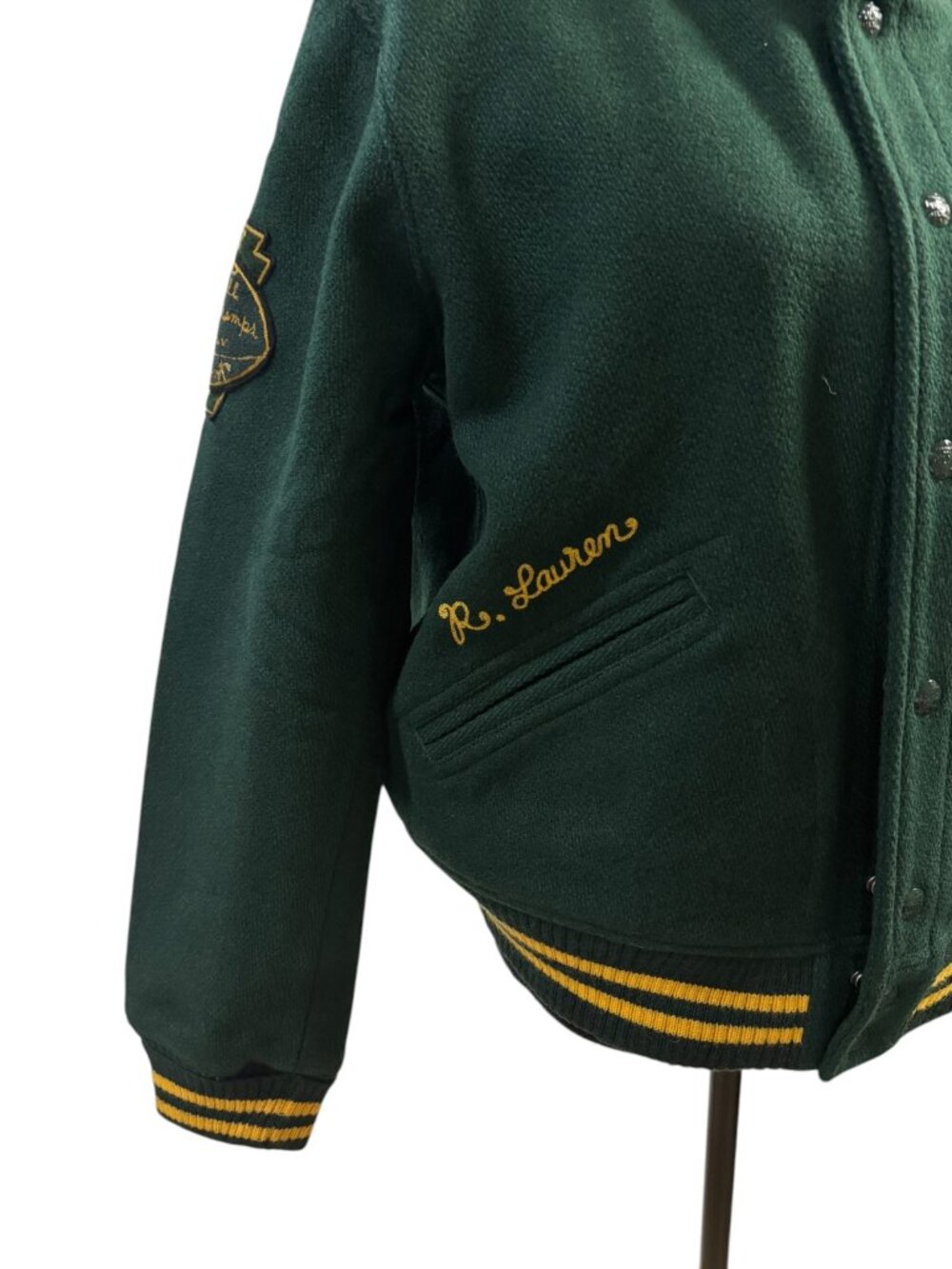 NWT Polo Ralph Lauren Women's Green RL Tigers ’67 Letterman Jacket | Size Large - Picture 4 of 8